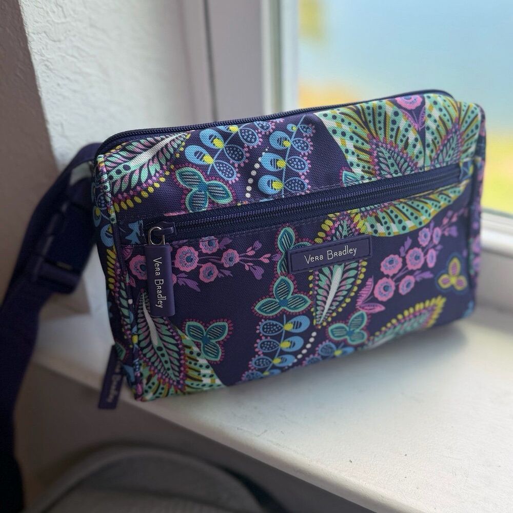 NWT! Vera Bradley Batik Leaves Purple Paisley Belt Bag Fanny Pack